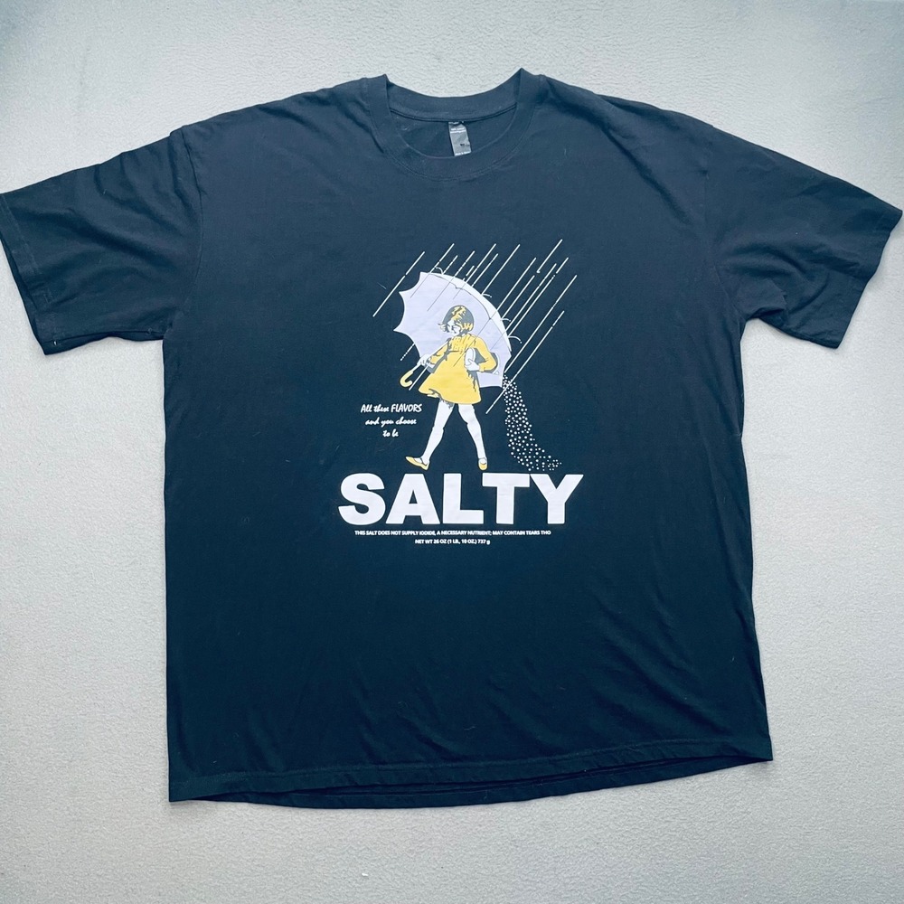 Gildan Men T-Shirt Black Cotton 3XL Salty Morton Salt Parody Graphic Tee Humor